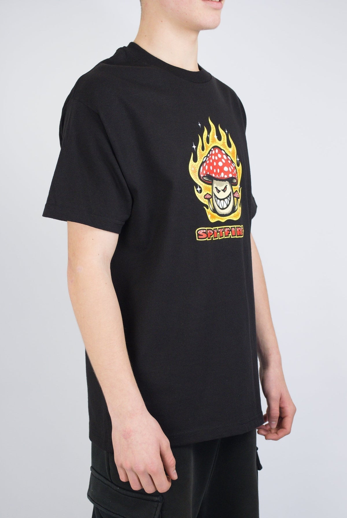S spitfire wheels - mushroom big head tee - black last one size only