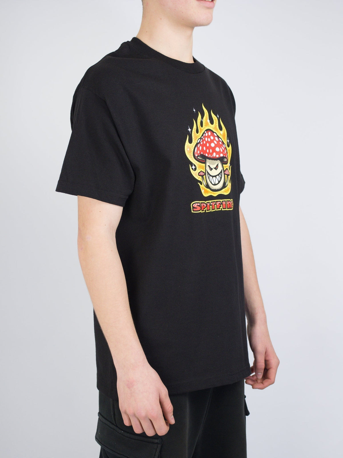S spitfire wheels - mushroom big head tee - black last one size only