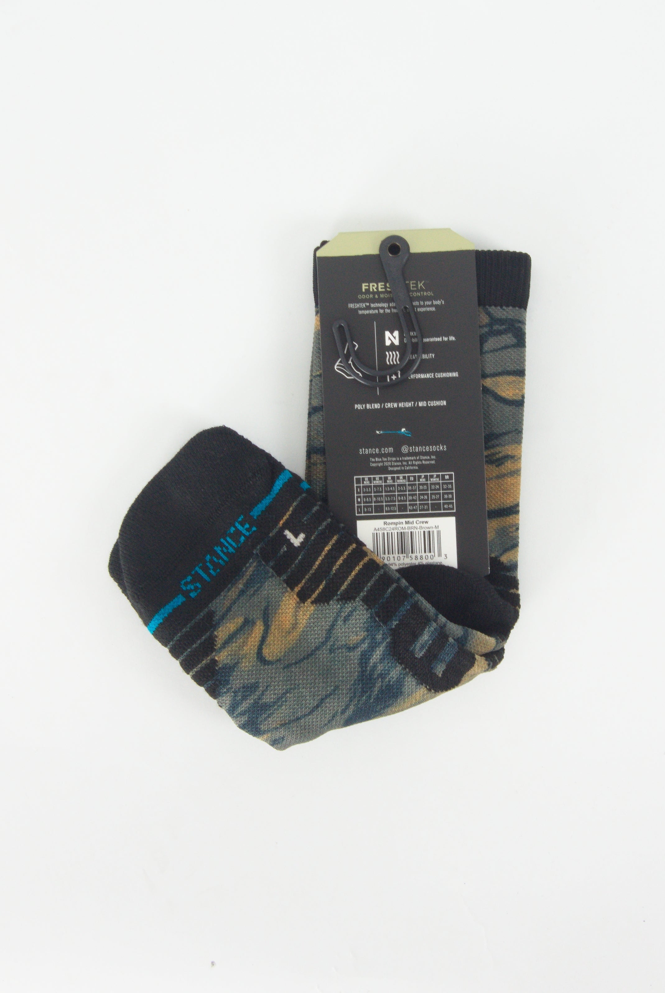 Stance - feel360 with infinknit rompin sport socks - mid crew height - brown camo