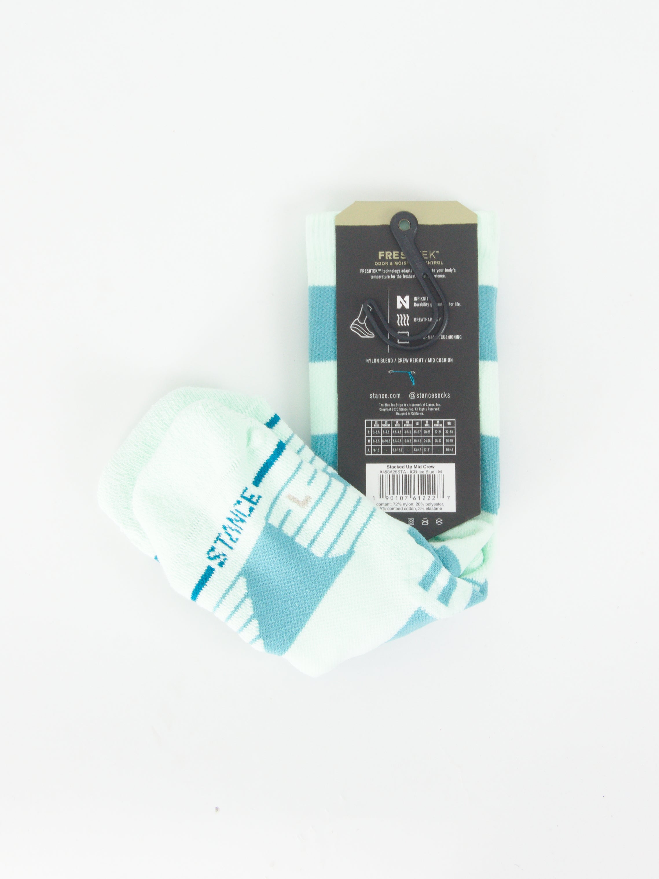 Stance feel360 with infinknit stacked up sport socks mid crew height ice blue
