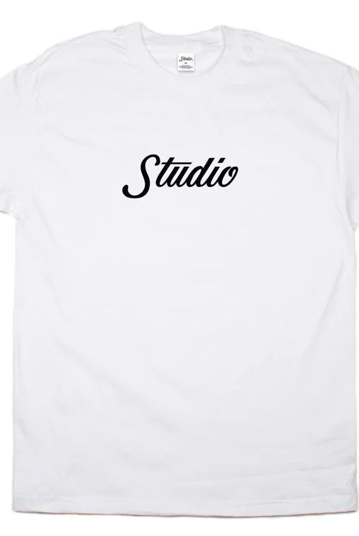 Studio - big script tee - white