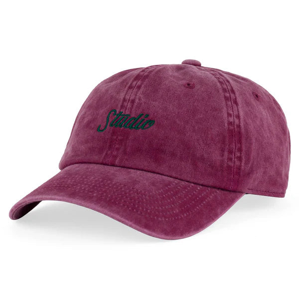 Studio - small script - 6 panel garment dyed - wine