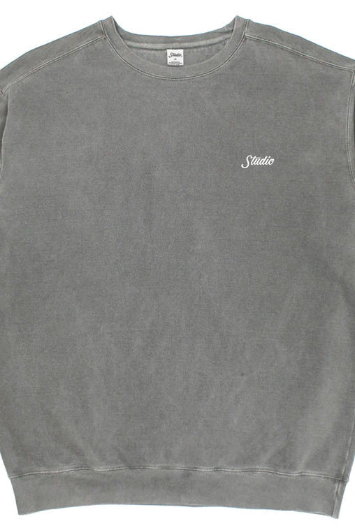 Studio - small script garment dyed crewneck - grey