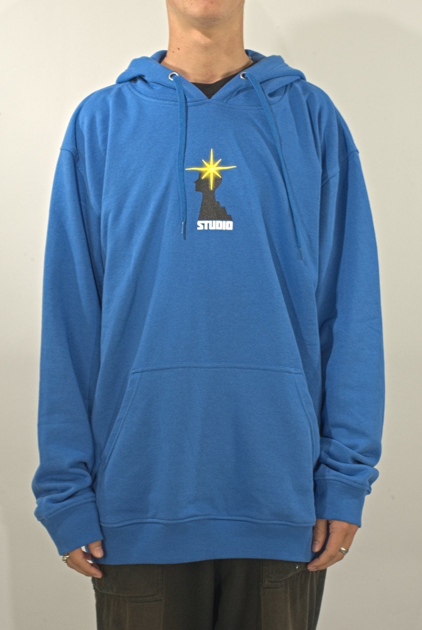 M studio - subconscious hoodie - heavyweight brushed fleece - royal blue - medium last blue hooded sweatshirt