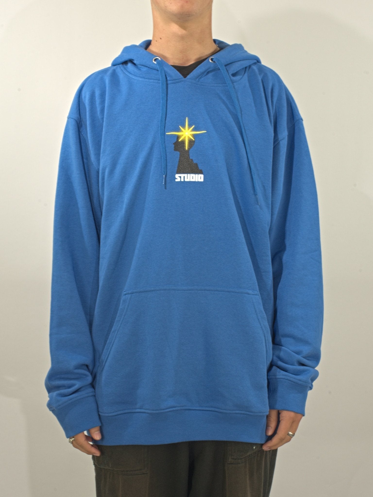 M studio - subconscious hoodie - heavyweight brushed fleece - royal blue - medium last blue hooded sweatshirt