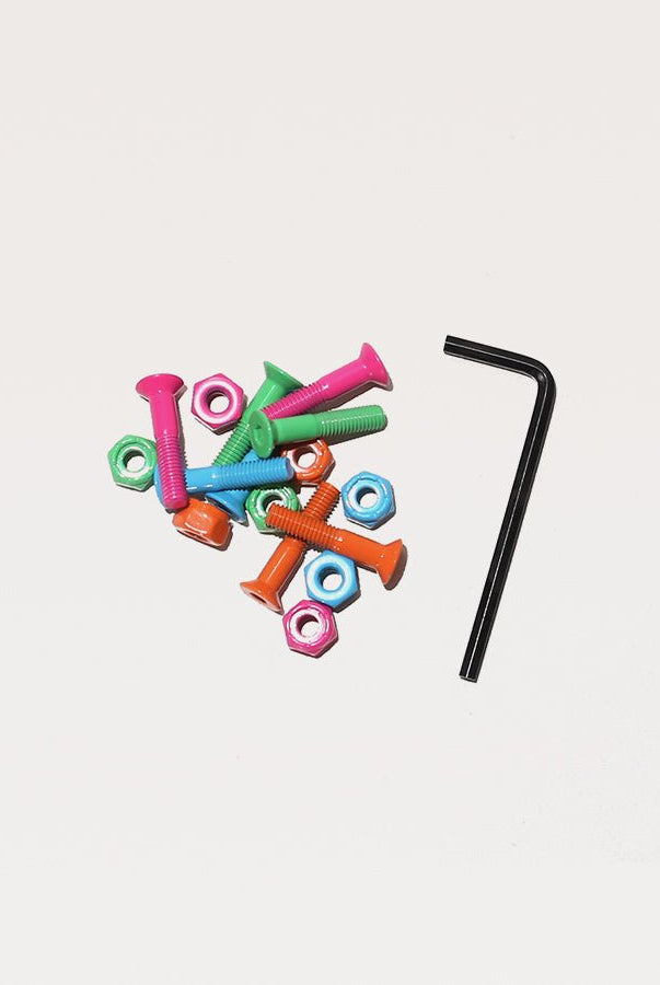 Sunday hardware - 7/8 allen - bolts - multi colour colorful plastic skateboard