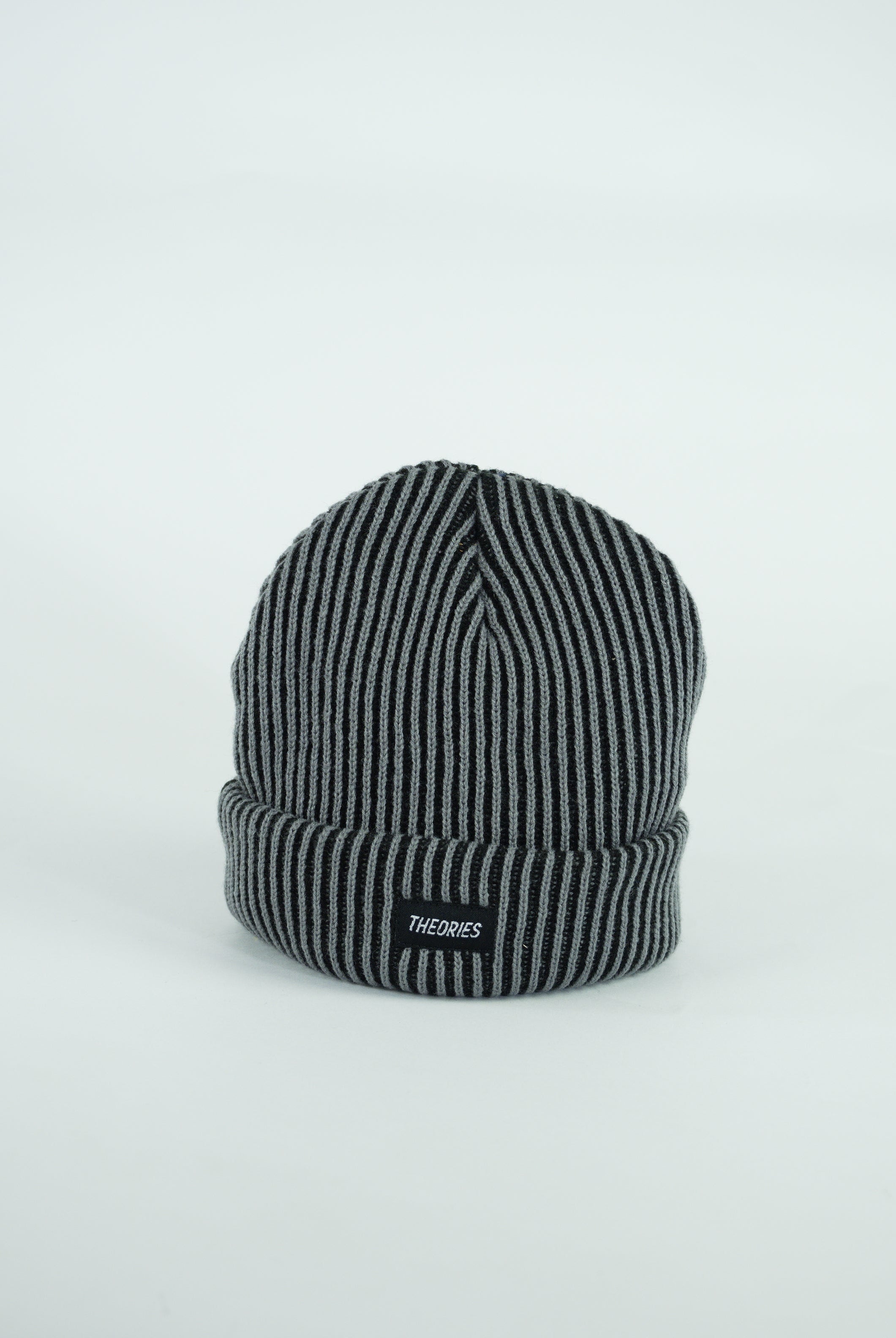 Theorie of atlantis two tone cuff beanie grey/ black striped gray black