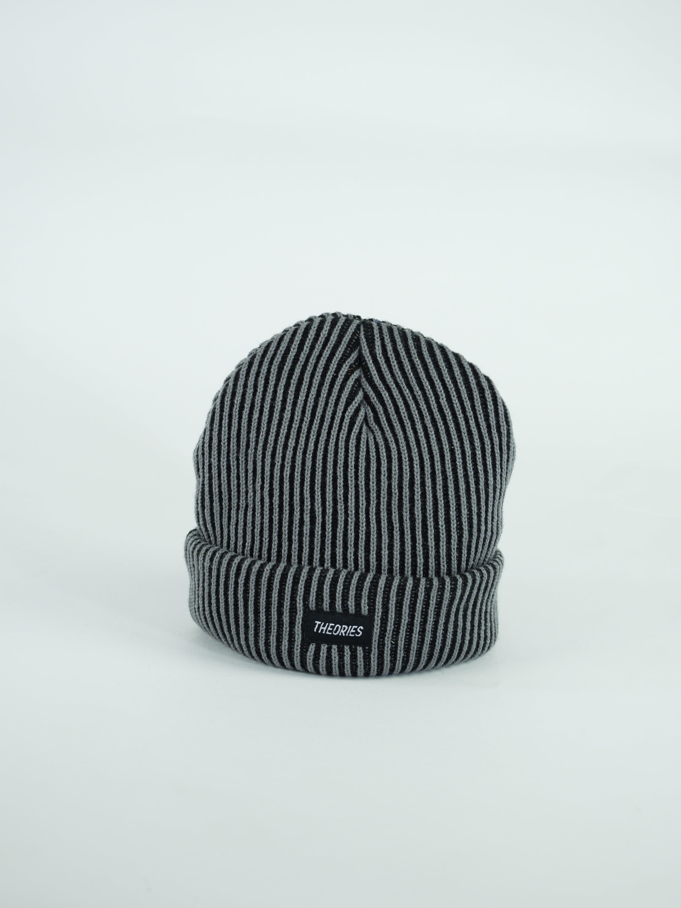 Theorie of atlantis two tone cuff beanie grey/ black striped gray black