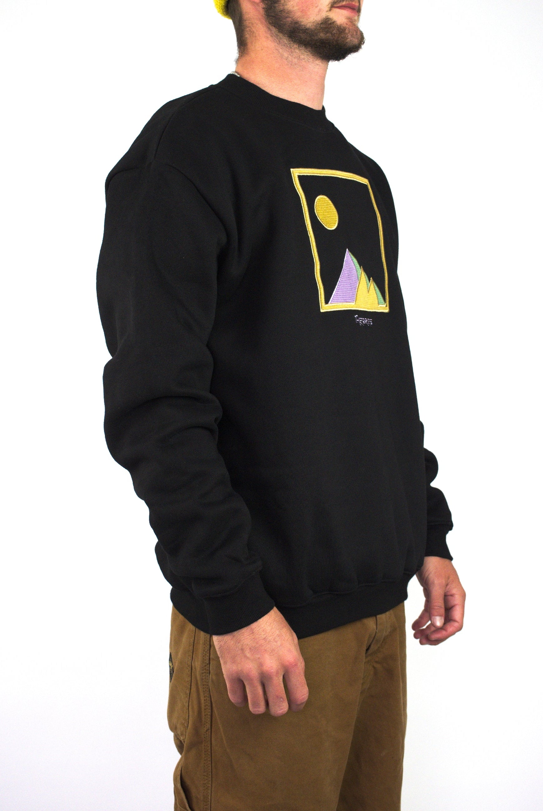 Theories of atlantis - giza applique crewneck sweatshirt - black black sweatshirt geometric