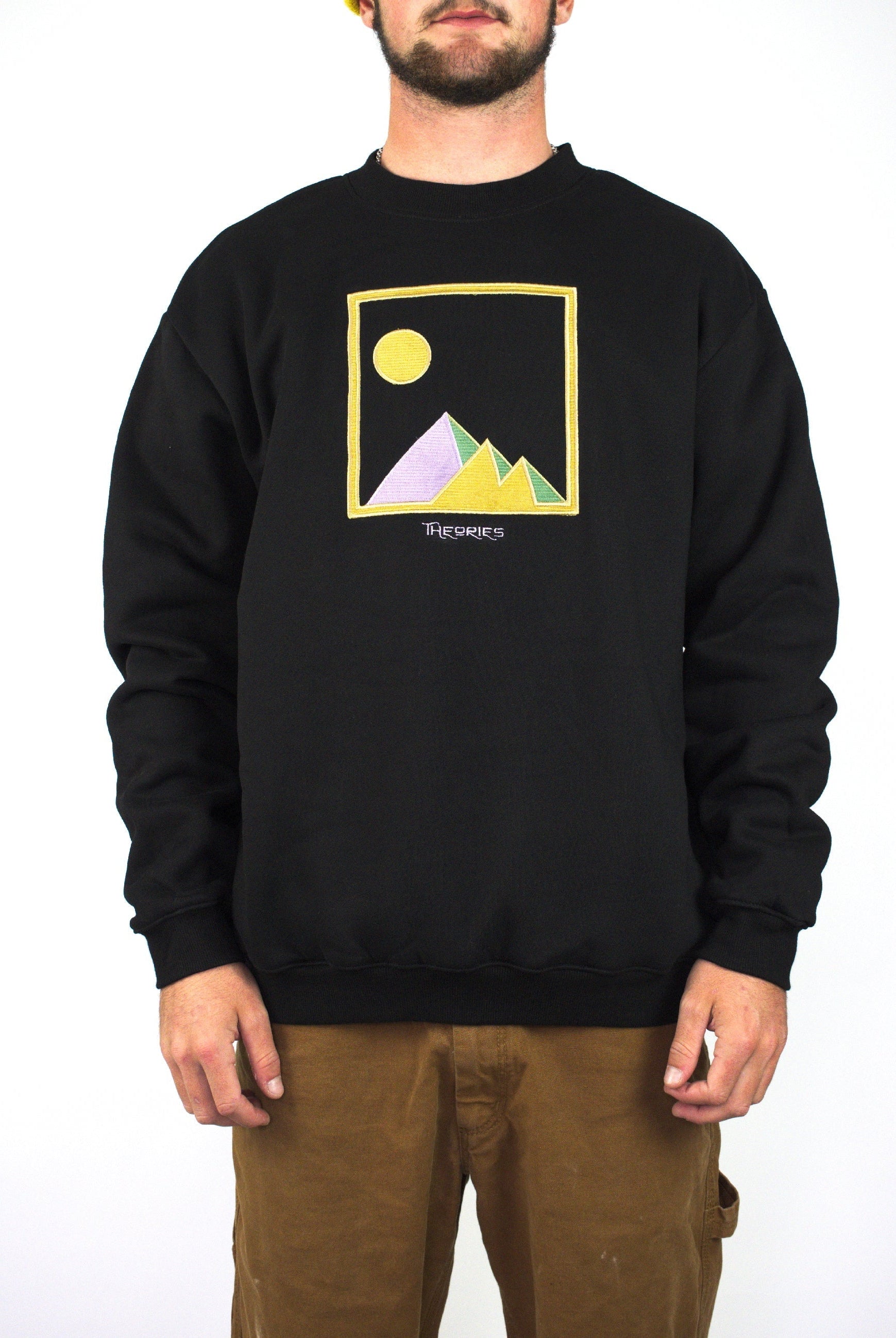 Theories of atlantis - giza applique crewneck sweatshirt - black black sweatshirt minimalist