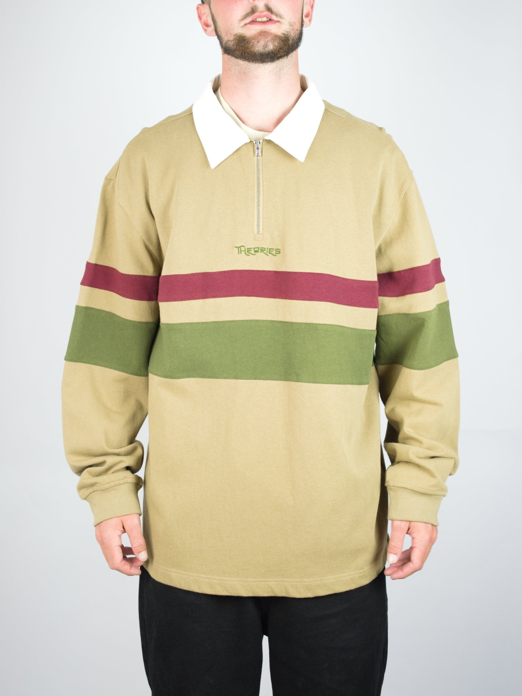 Xl theories of atlantis half zip rugby shirt sand last one only