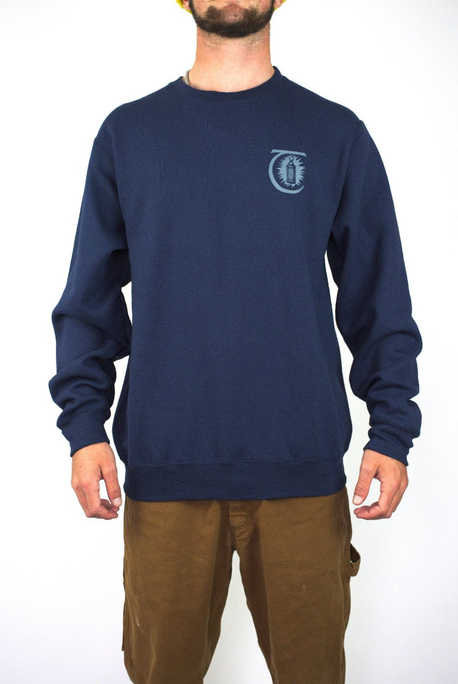 Theories of atlantis - morning star crew neck sweatshirt - navy / grey navy blue sweatshirt