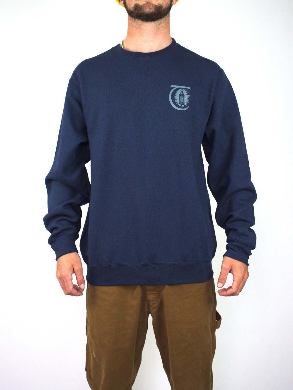 Theories of atlantis - morning star crew neck sweatshirt - navy / grey navy blue sweatshirt