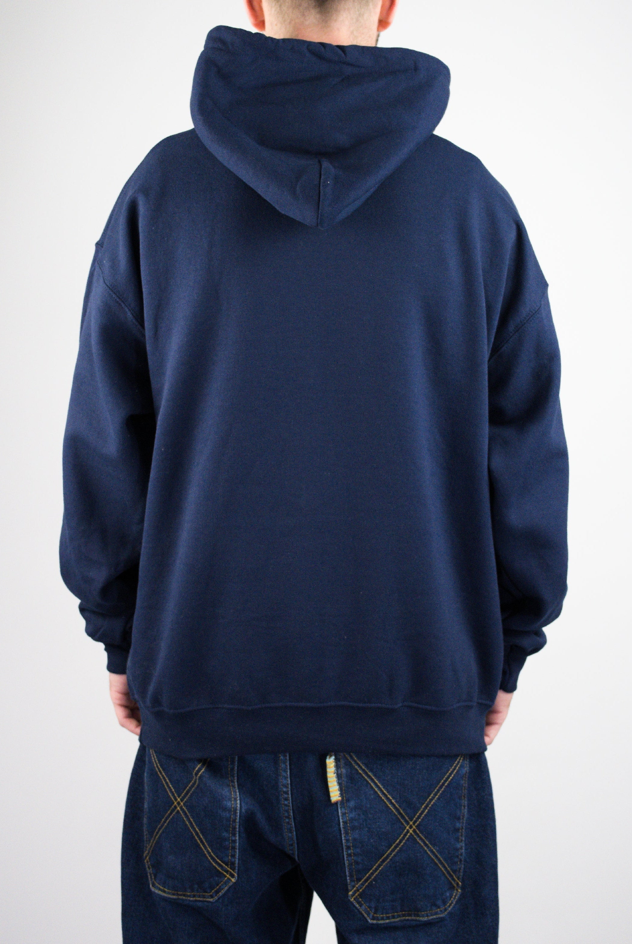 Theories of atlantis - ’you are here’ pull over hoodie - navy blue navy blue hooded