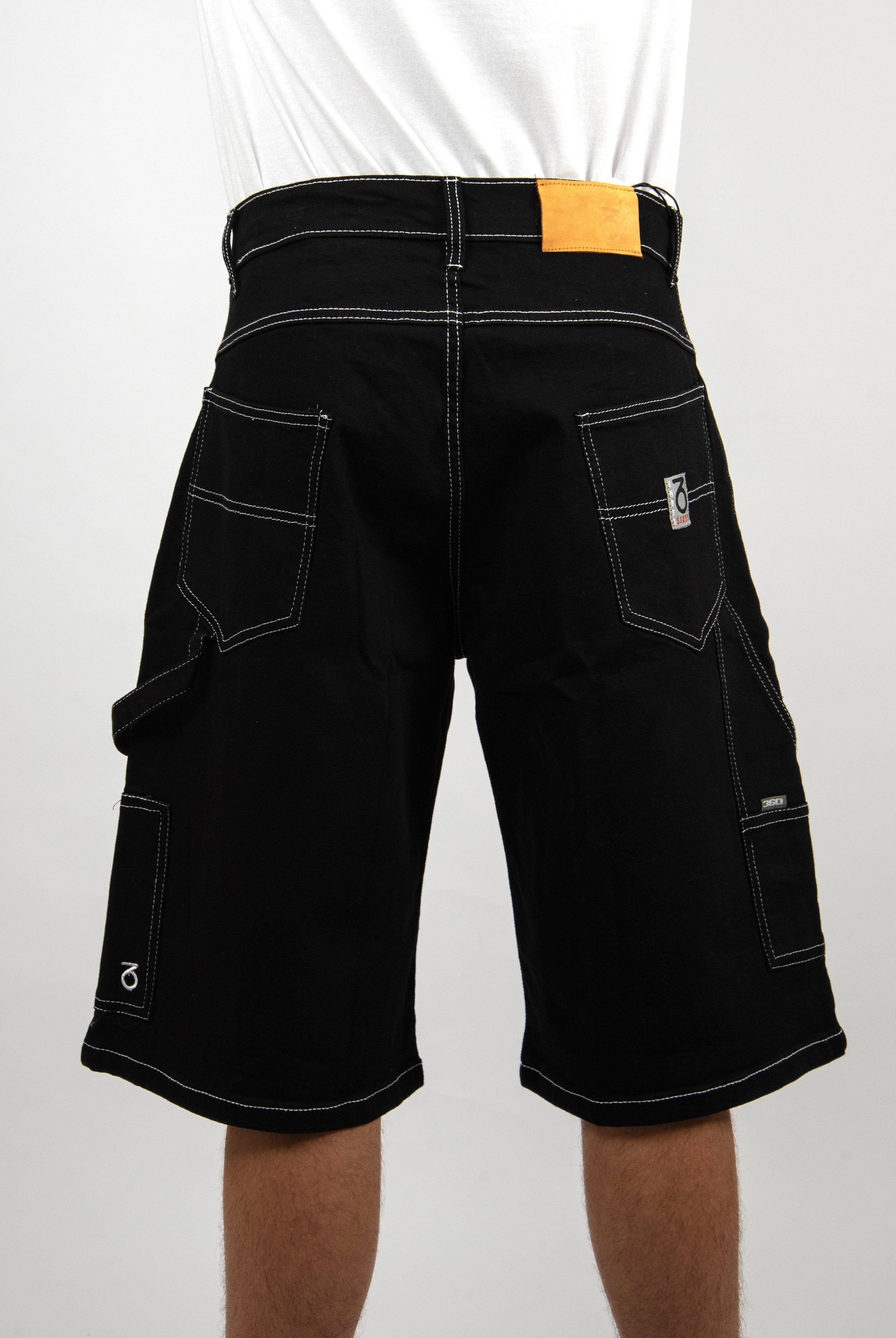 28 three sixty clothing loose fit carpenter shorts black last pair black denim cargo