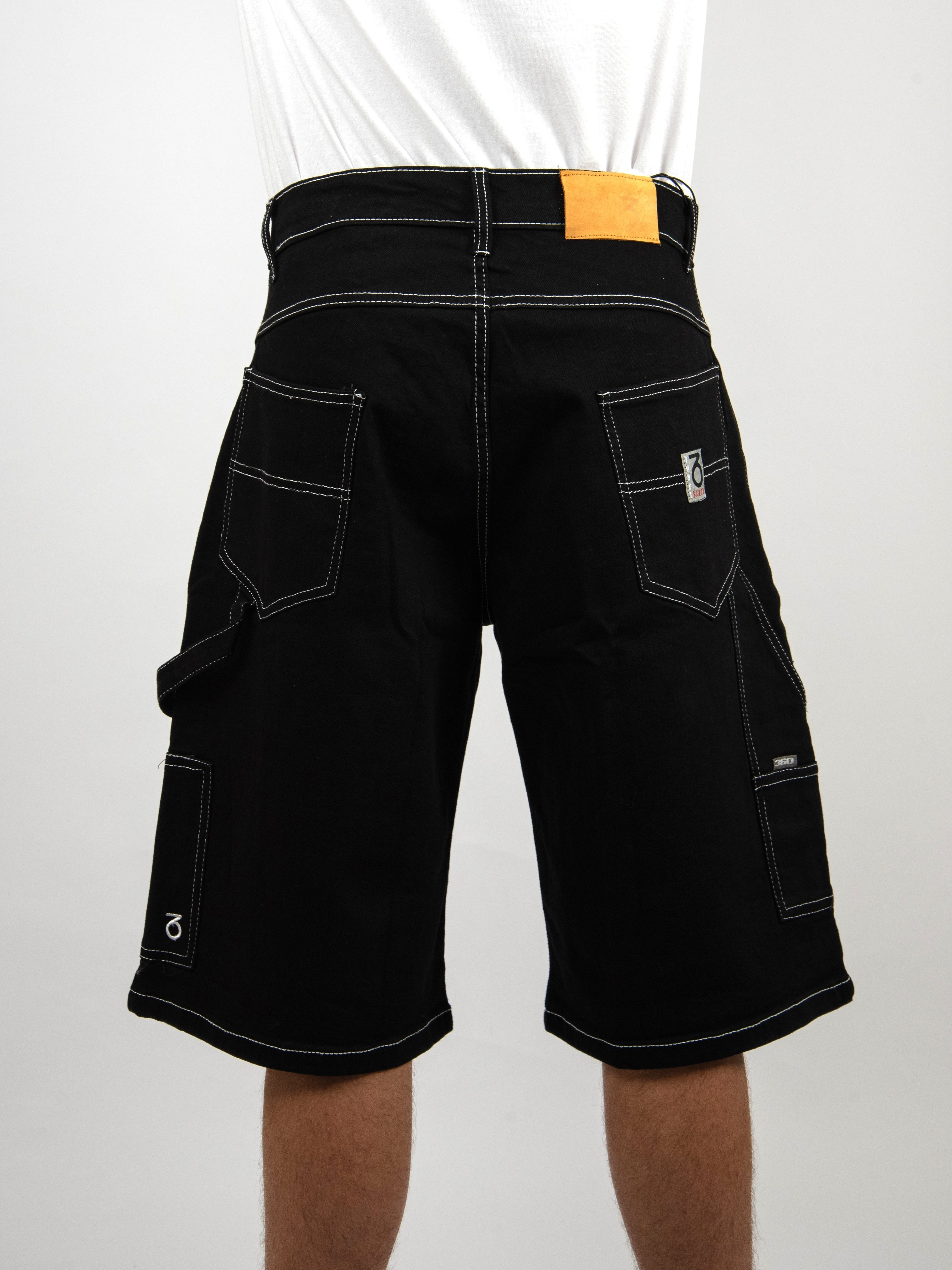 28 three sixty clothing loose fit carpenter shorts black last pair black denim cargo