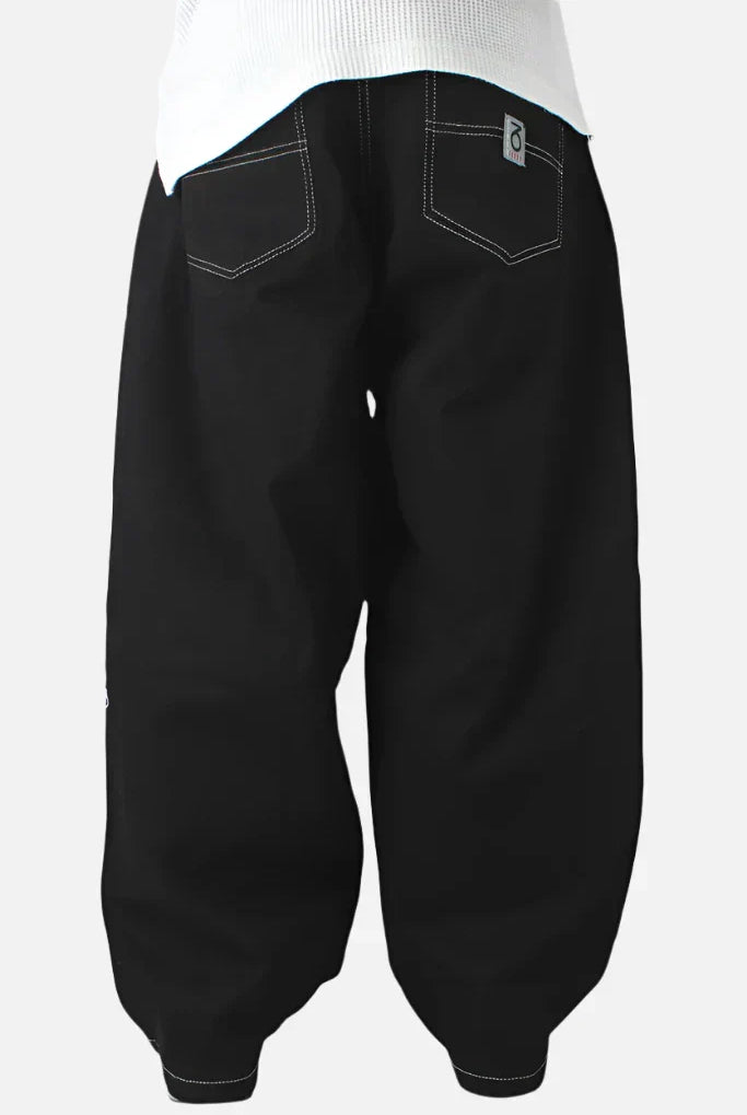 Three sixty london balloon fit 5 pocket denim jeans black/white black baggy jeans