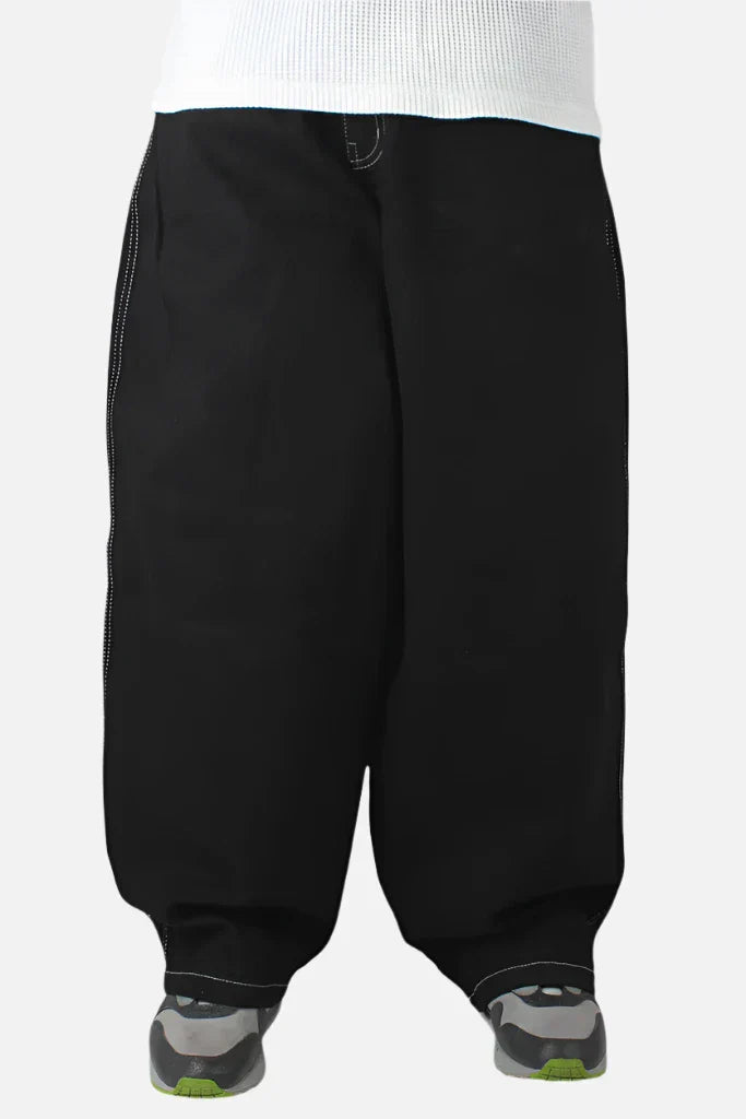 Three sixty london balloon fit 5 pocket denim jeans black/white black baggy sweatpants