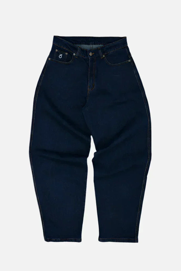 Three sixty london - og baggy fit work denim jeans - dark rinse blue dark blue high-waisted