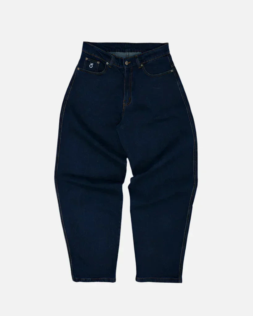 Three sixty london - og baggy fit work denim jeans - dark rinse blue dark blue high-waisted