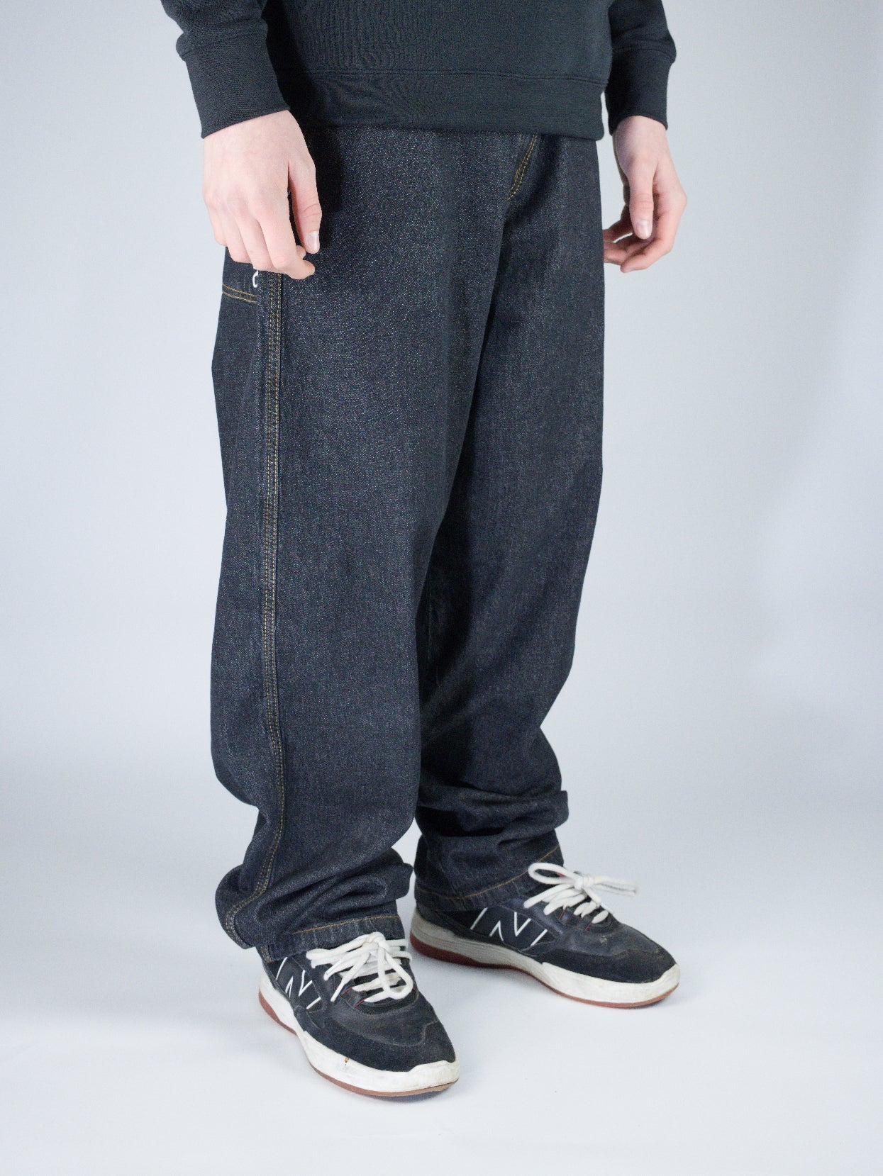 Three sixty london - og baggy fit work denim jeans - washed black