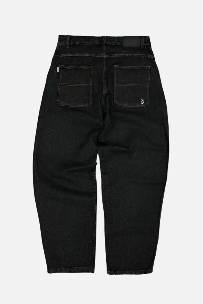 Three sixty london - og baggy fit work denim jeans - washed black black denim jeans