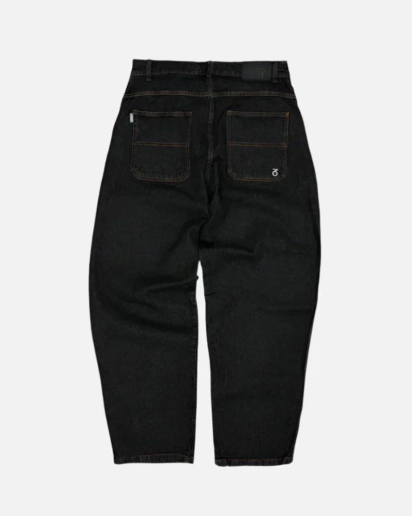 Three sixty london - og baggy fit work denim jeans - washed black black denim jeans