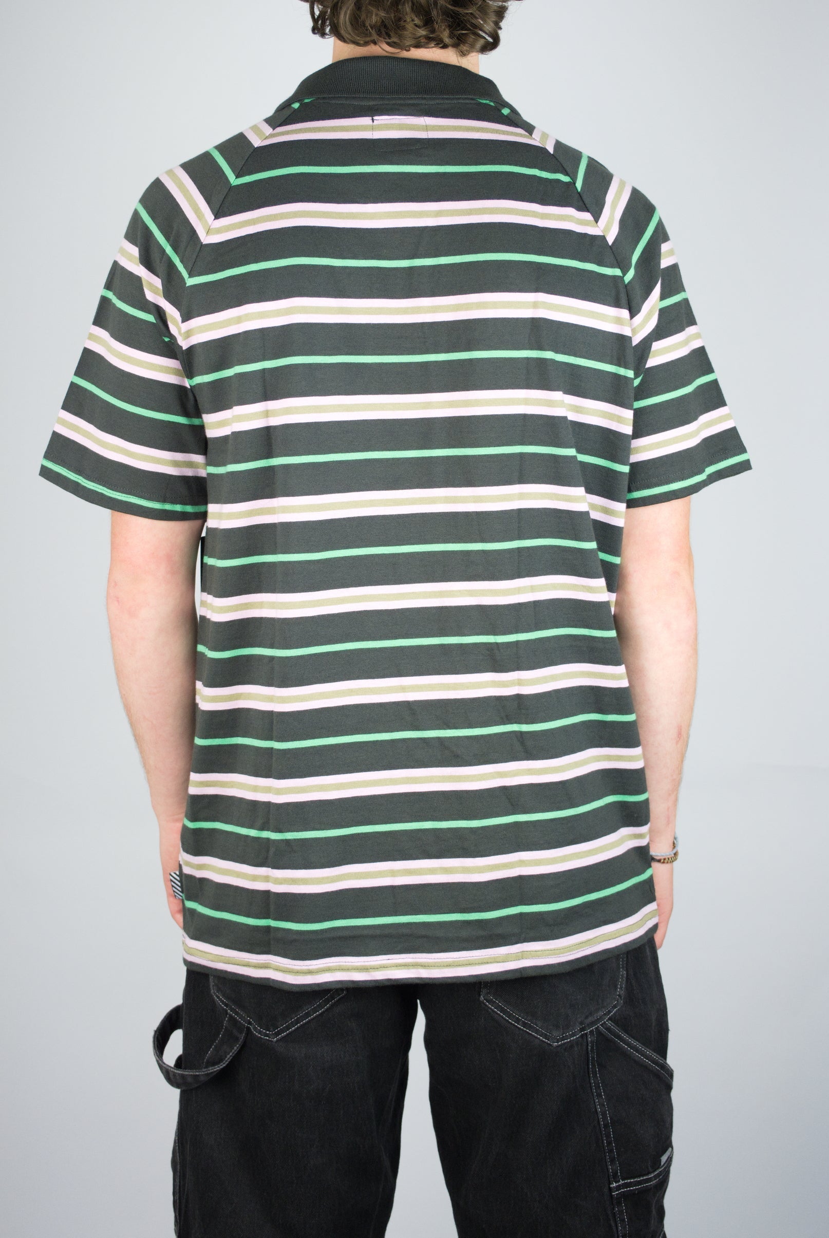 Volcom - edges polo tee shirt - black / pink / green