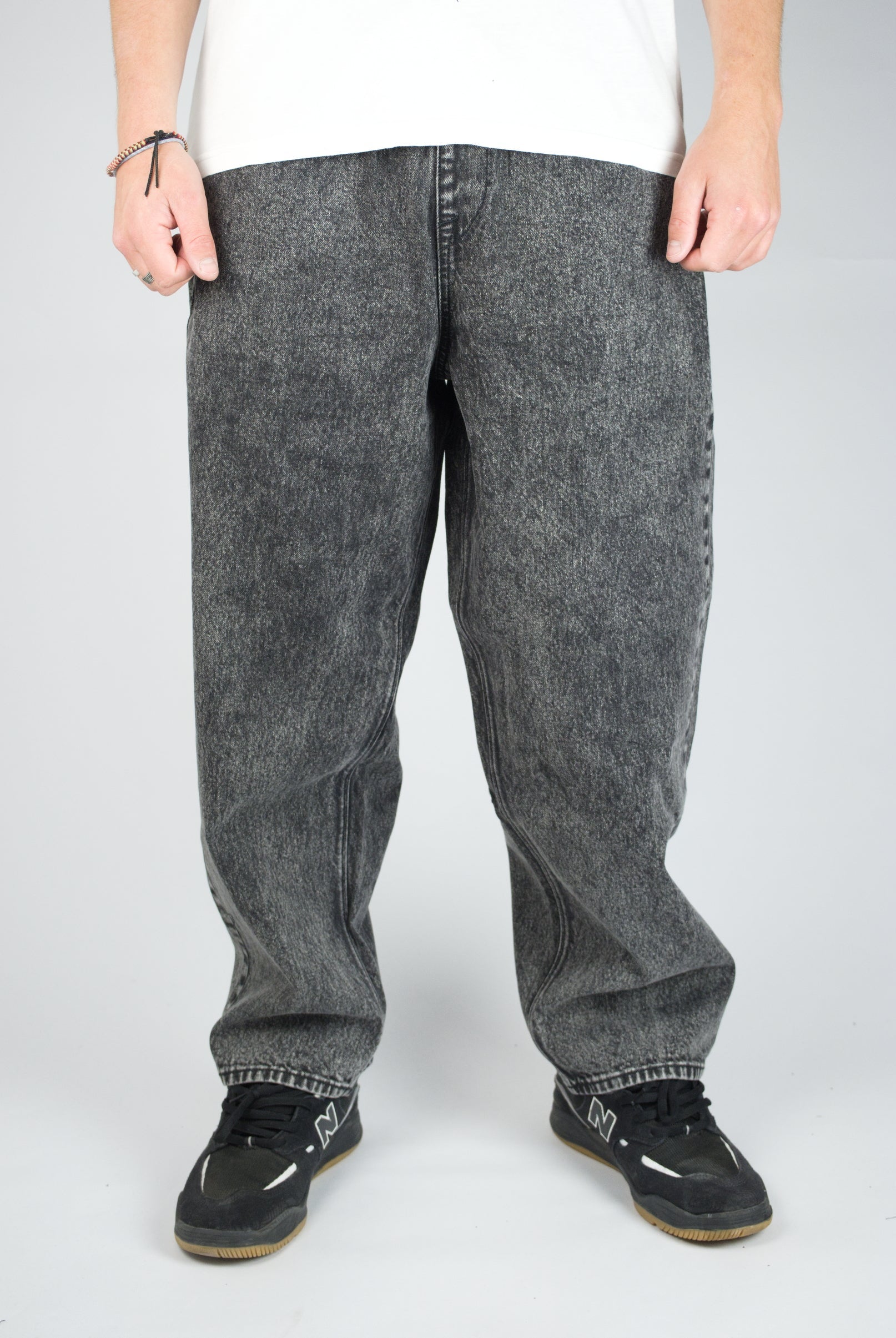 Volcom freazy loose fit denim elasticated wasteband drawstring jeans light acid black