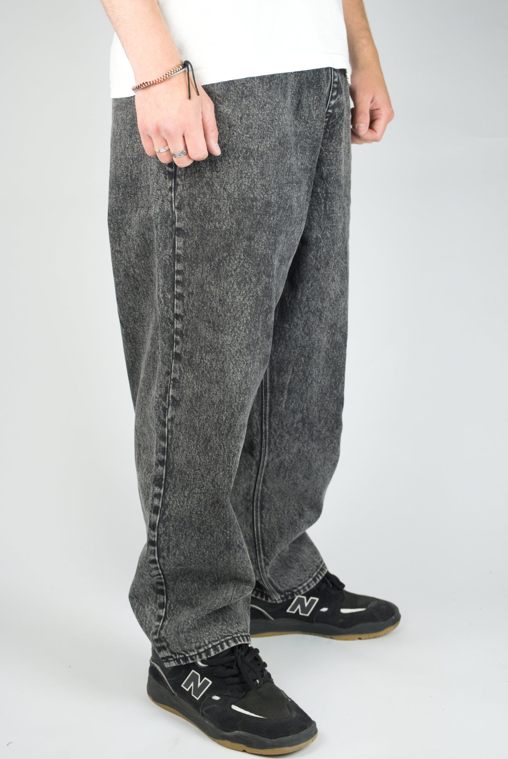 Volcom freazy loose fit denim elasticated wasteband drawstring jeans light acid black