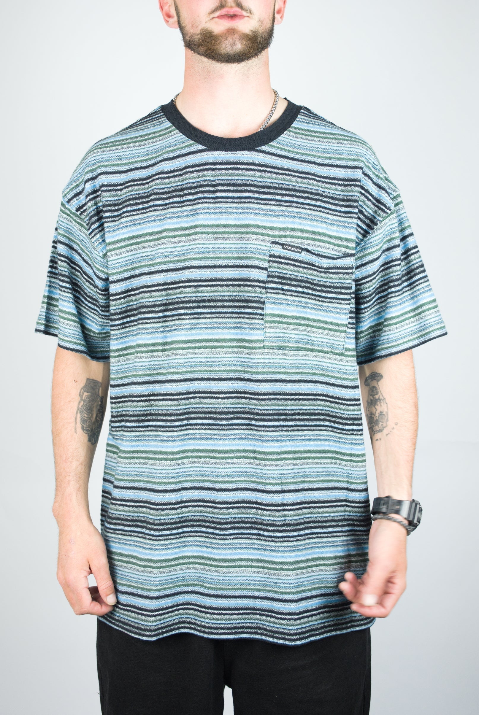 Volcom - slide stone tee shirt - dark black heather xl only