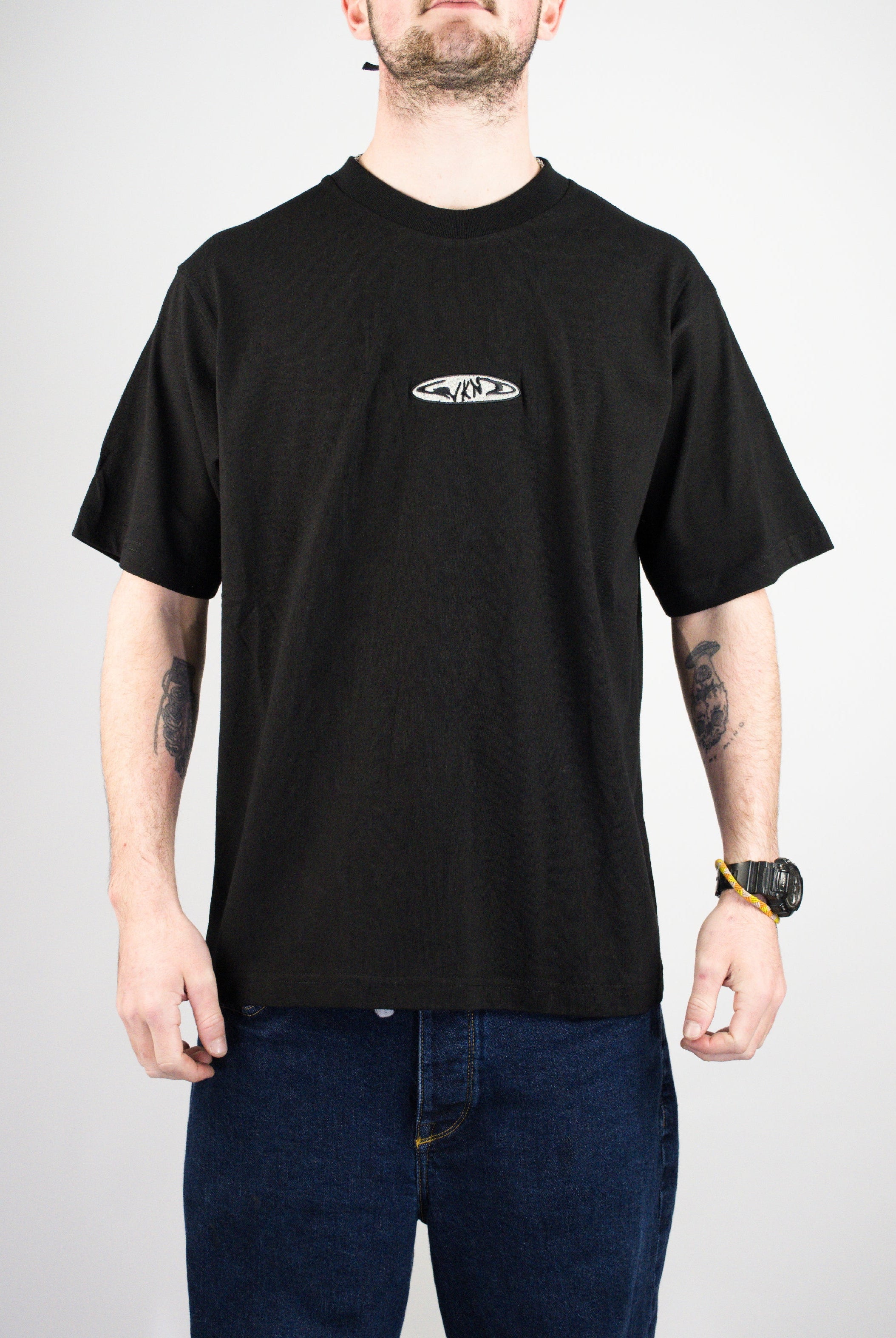 Xl wknd - fishbone emblem tee shirt - black - xl last black t-shirt oval