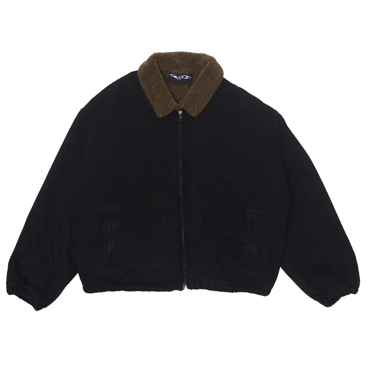 Wknd - sherpa lined zip denoim jacket - washed black