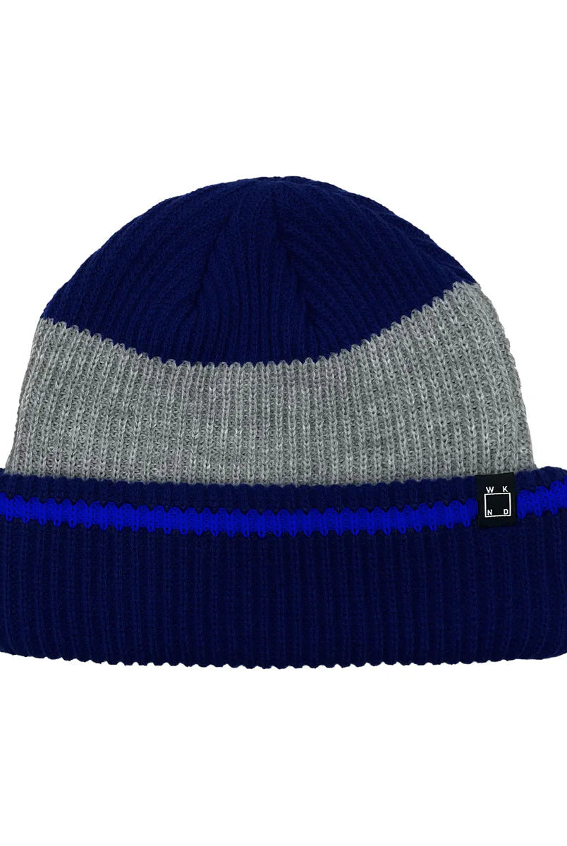 Wknd - stripe beanie - blue