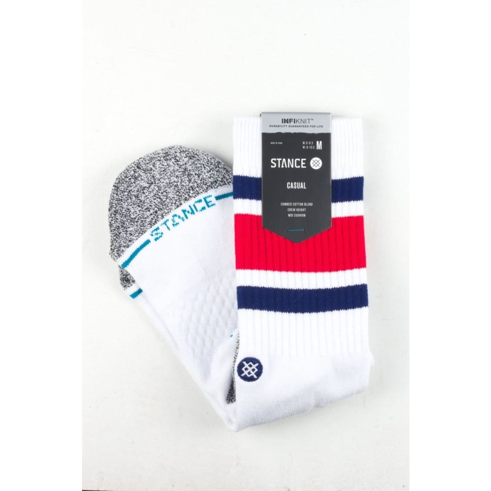 Stance Socks - Boyd St Medium Cushion Infiknit - White / Blue Fast Shipping - Grind Supply Co - Online Skateboard Shop