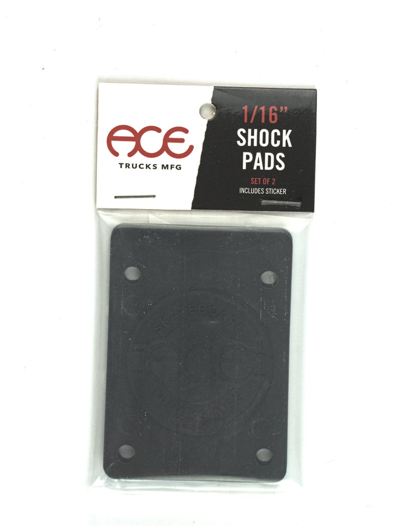 Ace Trucks Shock Pads packaged in clear plastic, featuring 1/16 inch riser pads