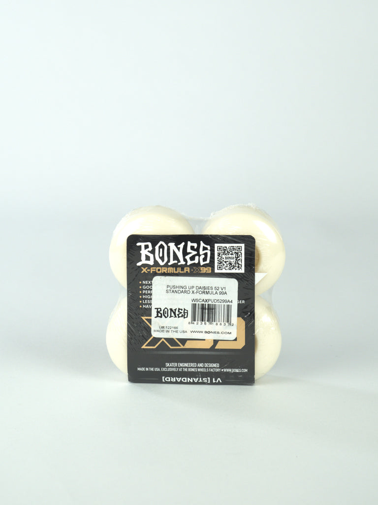 Block of Bones wax with product details for Bones Wheels X Formula V1 Standard 99a 52 Mm Daisies