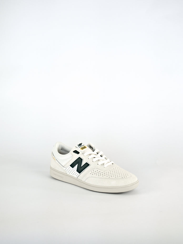 White New Balance Numeric Brandon Westgate 508 Pro Skate Shoe in SeaSalt and Forest Green