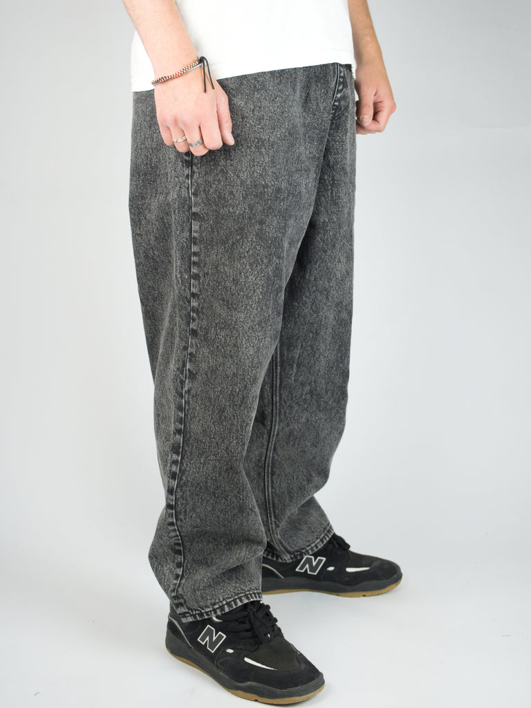 Volcom - freazy loose fit denim - elasticated wasteband drawstring jeans - light acid black