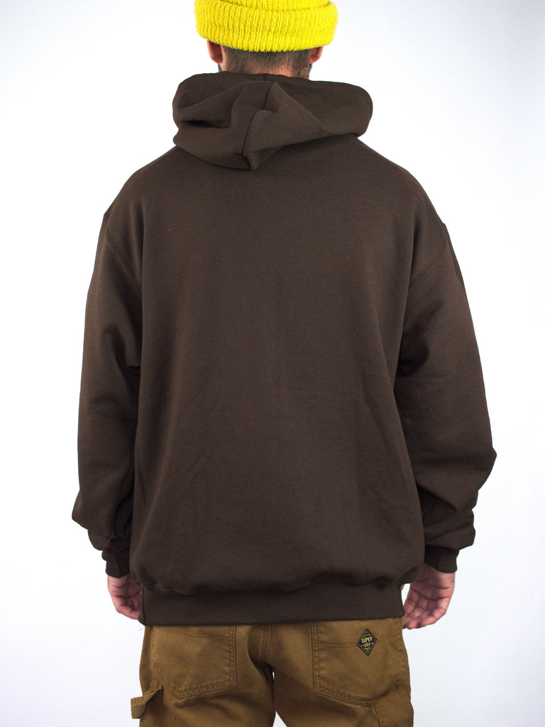 Brown hooded sweatshirt from the back, showcasing Theories Of Atlantis Coexist Hoodie