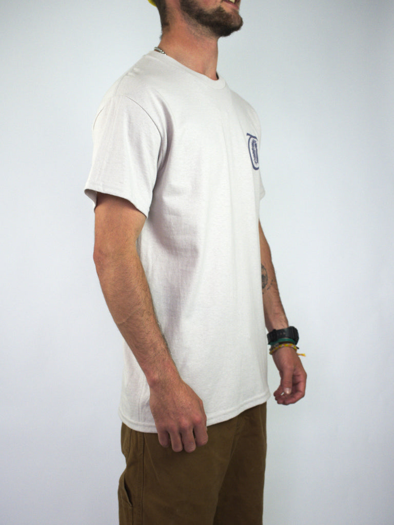 White t-shirt with a small pocket on the chest.