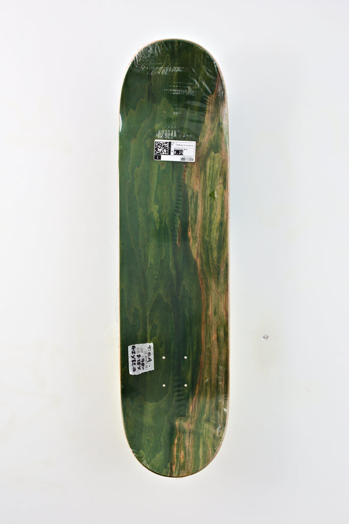 Excavator Skateboard Deck featuring a green and brown paint design by Theories Of Atlantis