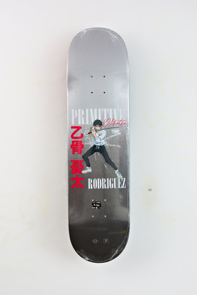 Skateboard deck featuring anime character design from Jujutsu Kaisen x Primitive, Yuta