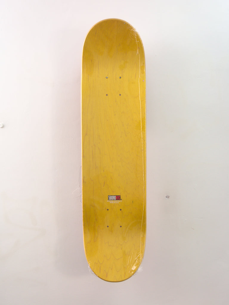 Yellow Shinya Nohara skateboard deck, 8.00 x 32.00, from 5 Boro Pro Series