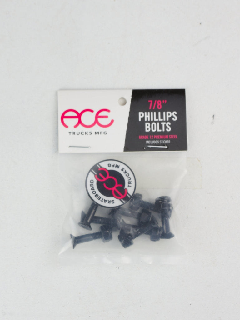 Ace Trucks MFG 7/8 inch Phillips Skateboard Bolts for grind supply, pack of 8