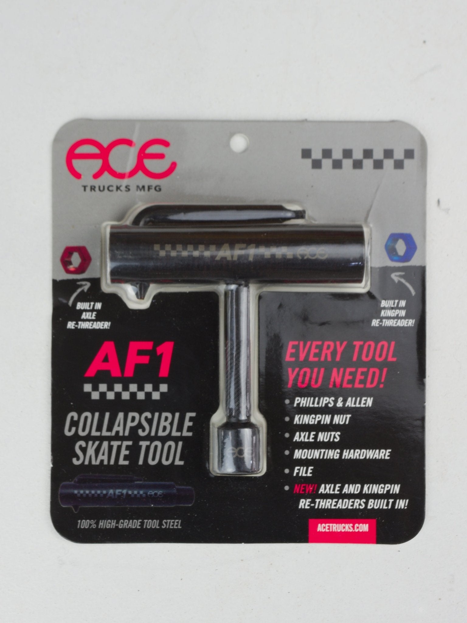 Ace af1 skate multi tool - black collapsible skateboard tool