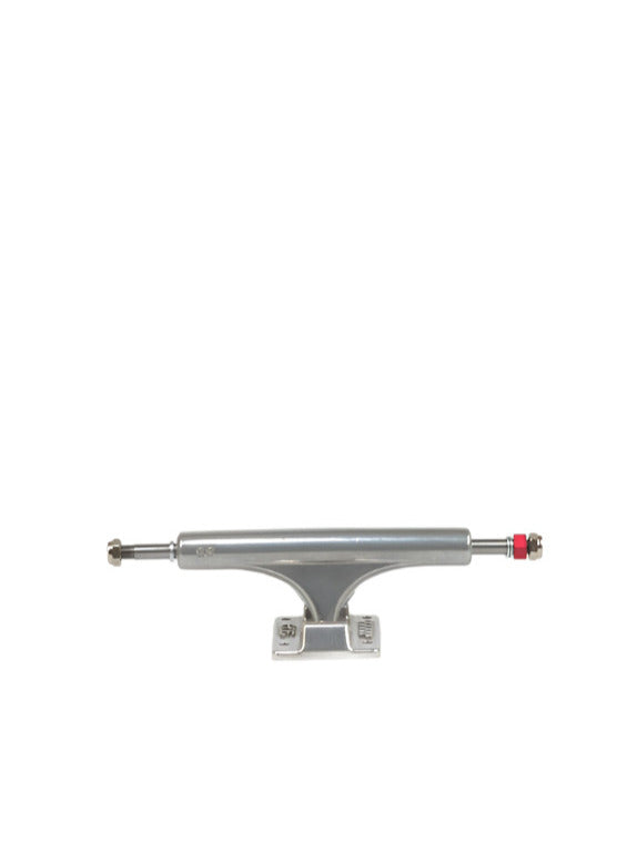 Silver metal Ace Trucks AF1 66 skateboard truck with red bolt for optimal performance