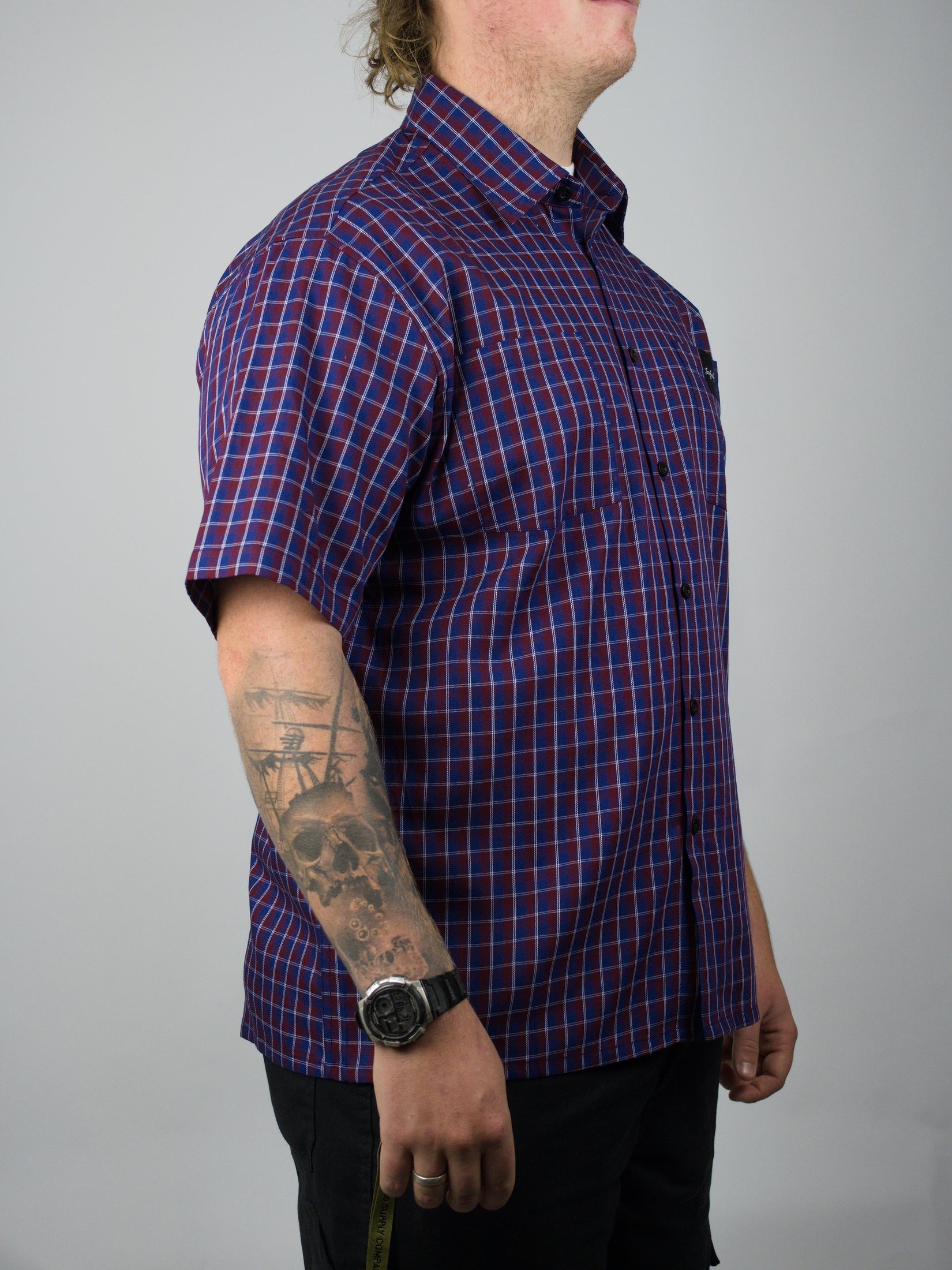 Bag lady - red plaid shirt