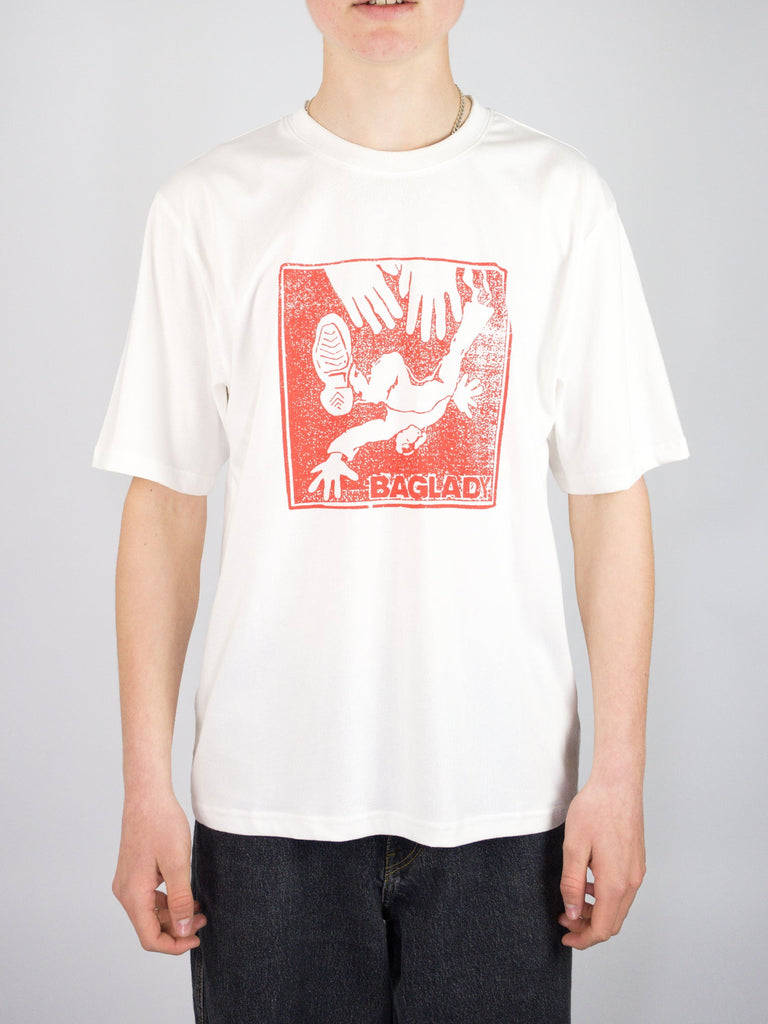 Bag lady supplies push tee shirt - white / red t grind supply company uk