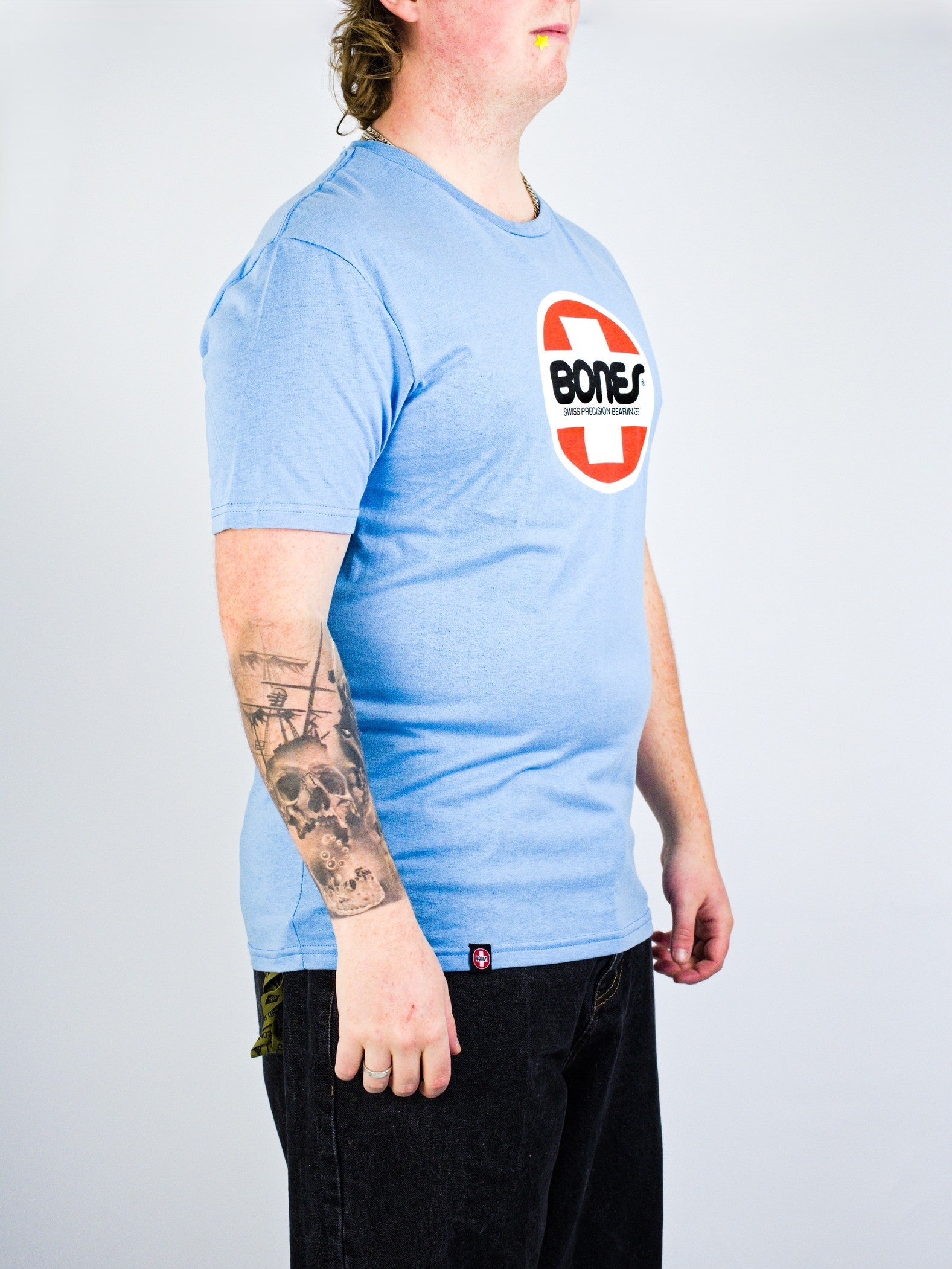 Bones - swiss logo tee - baby blue